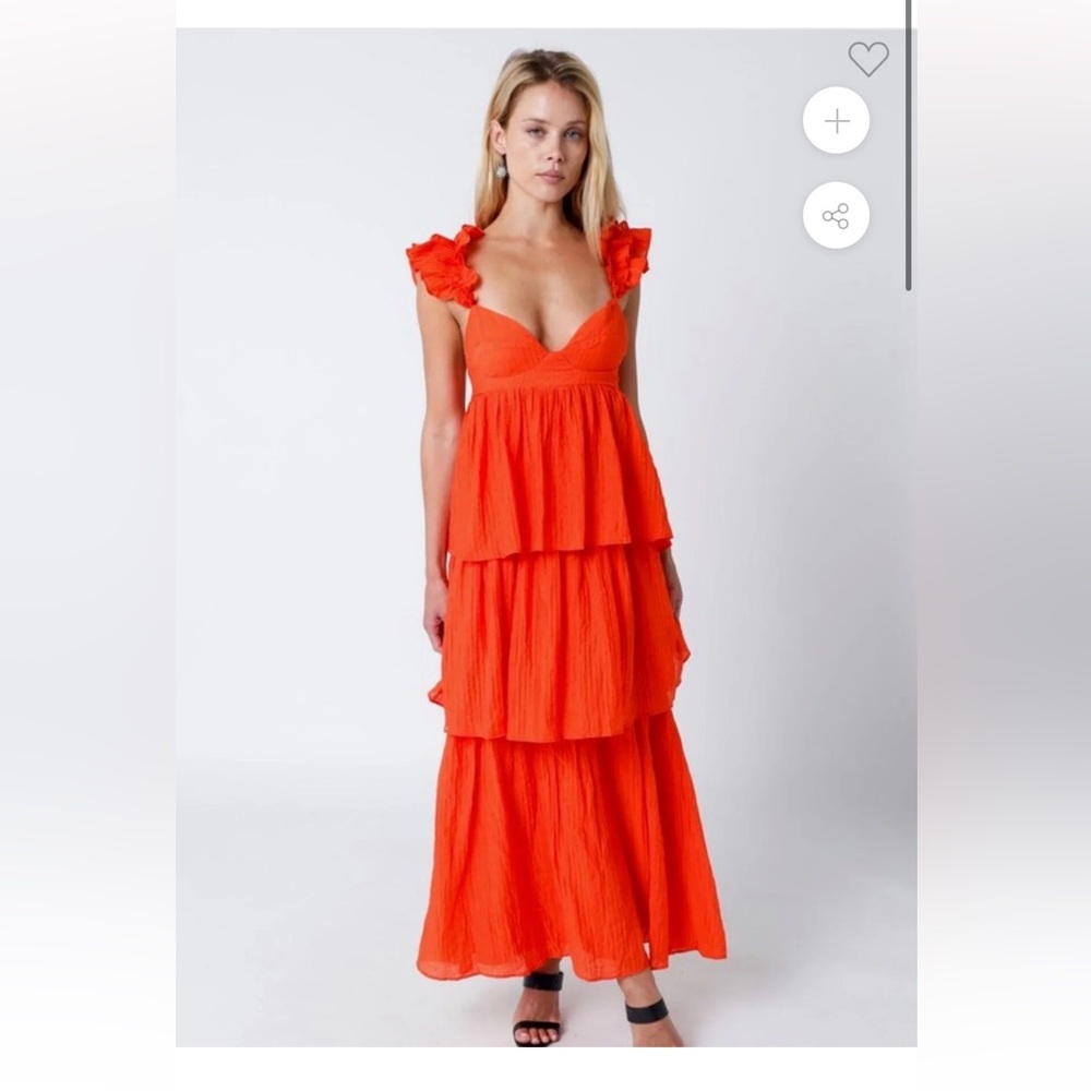 Ruffle tier midi dress. Corset top with clip back.